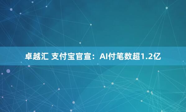 卓越汇 支付宝官宣：AI付笔数超1.2亿